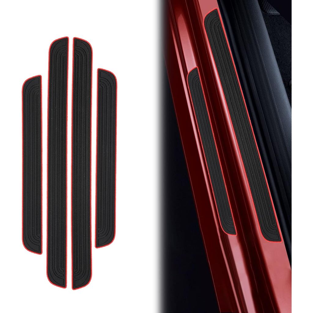 4 Pcs Car Door Sill Plate Protectors, PVC Soft Rubber Car Front Rear Door Entry Guards, Sill Scuff Cover Panel Step Prot