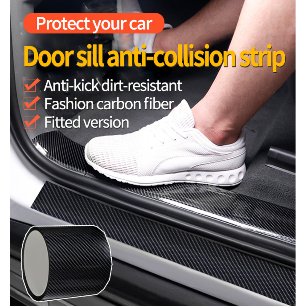【Anti-Riscos】Universal car door sill protection strip/Adesivo/Protetor Porta/Carbono/Automóveis