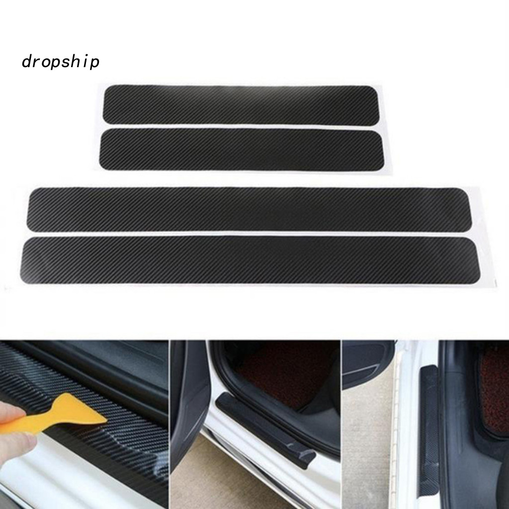 Car Threshold Decal Anti-kick Film Protective Sticker 4pcs Carbon Fiber Door Sill Guard Stickers Waterproof Self-adhesiv