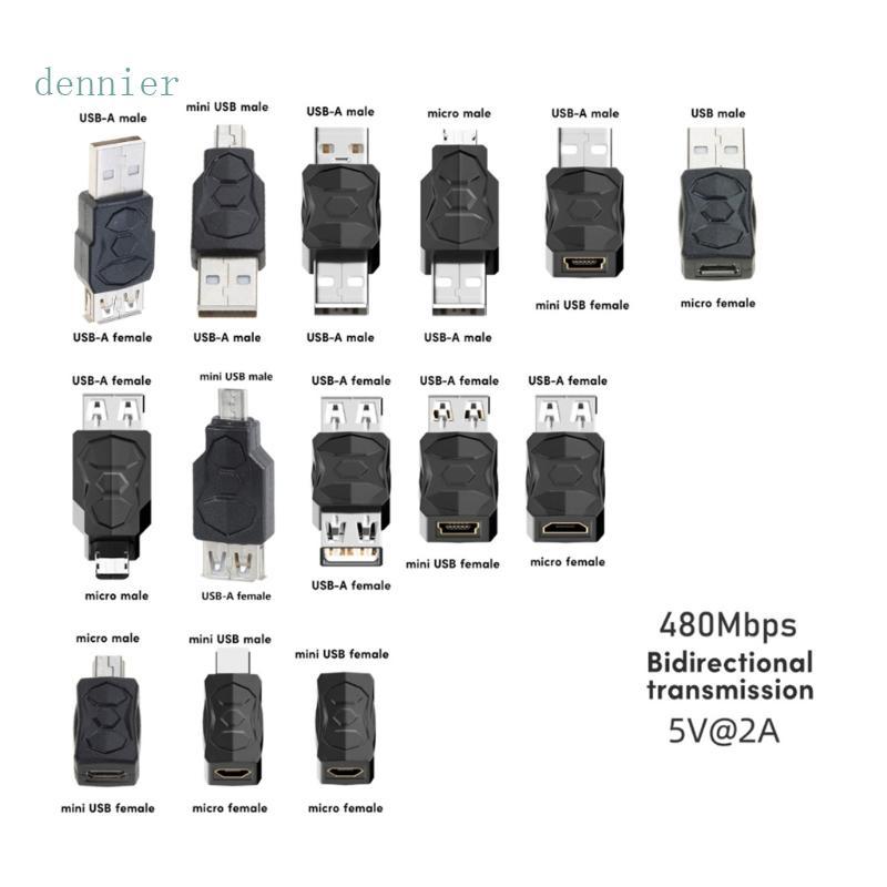 Den USB2 0 Adaptador Micro Mini Macho Fêmea Conversor Conector Trocador USB Para Computador Tablet PC Celulares