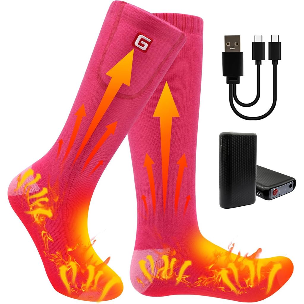 Rabbitroom Rechargeable Women Heated Socks Battery Powered Electric Socks Arthritis Foot Warmer for Cozy Warmth for Skii