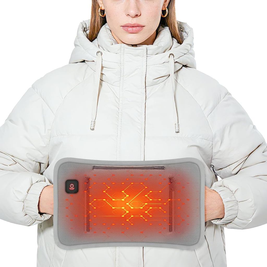 Hand Warmer Pouch, 5000mAh Washable Hand Warmers Rechargeable Electric Heated Hand Muff Heated Gloves Heating Pad with 3