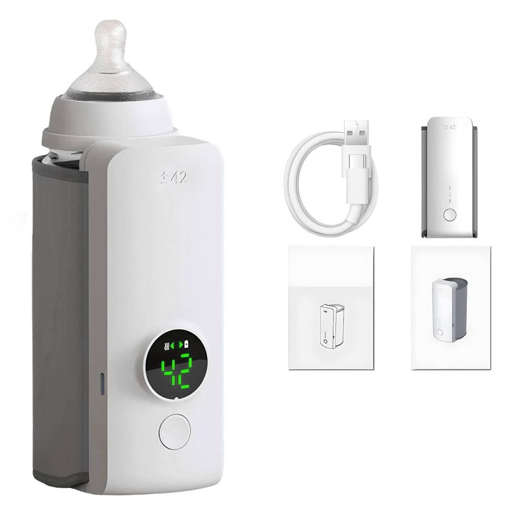 Portable Baby Bottle Warmer for Travel, Cordless Baby Bottle Warmer for Breastmilk and Formula, Rechargeable Bottle Warm