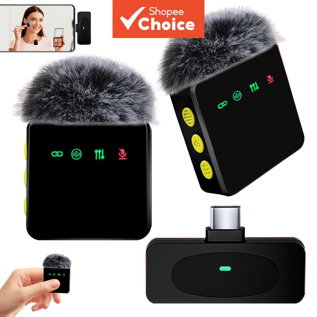 Microfone de lapela sem fio duplo, permite captura de áudio simultânea de duas pessoas para entrevistas e gravações对话.
