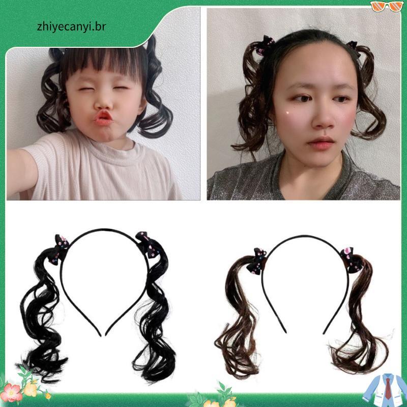 1684 pessoas coleção menina bebê engraçado peruca feminina bandana vestir-se longo cabelo encaracolado realista duplo ra