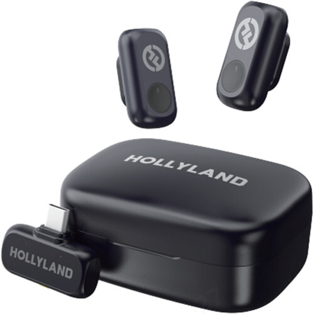 MICROFONE HOLLYLAND LARK A1 USB-C DUPLO P/ 2 PESSOAS SEM FIO SPACE GRAY