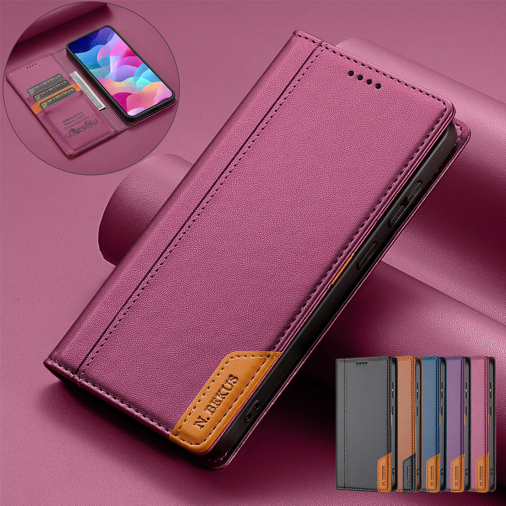 Capa Flip Para Xiaomi 17T 15T 14T 13T Redmi Note 15 14 Pro + 13 Plus 14C POCO M7 M8 5G Splice Carteira Magnética De Cor