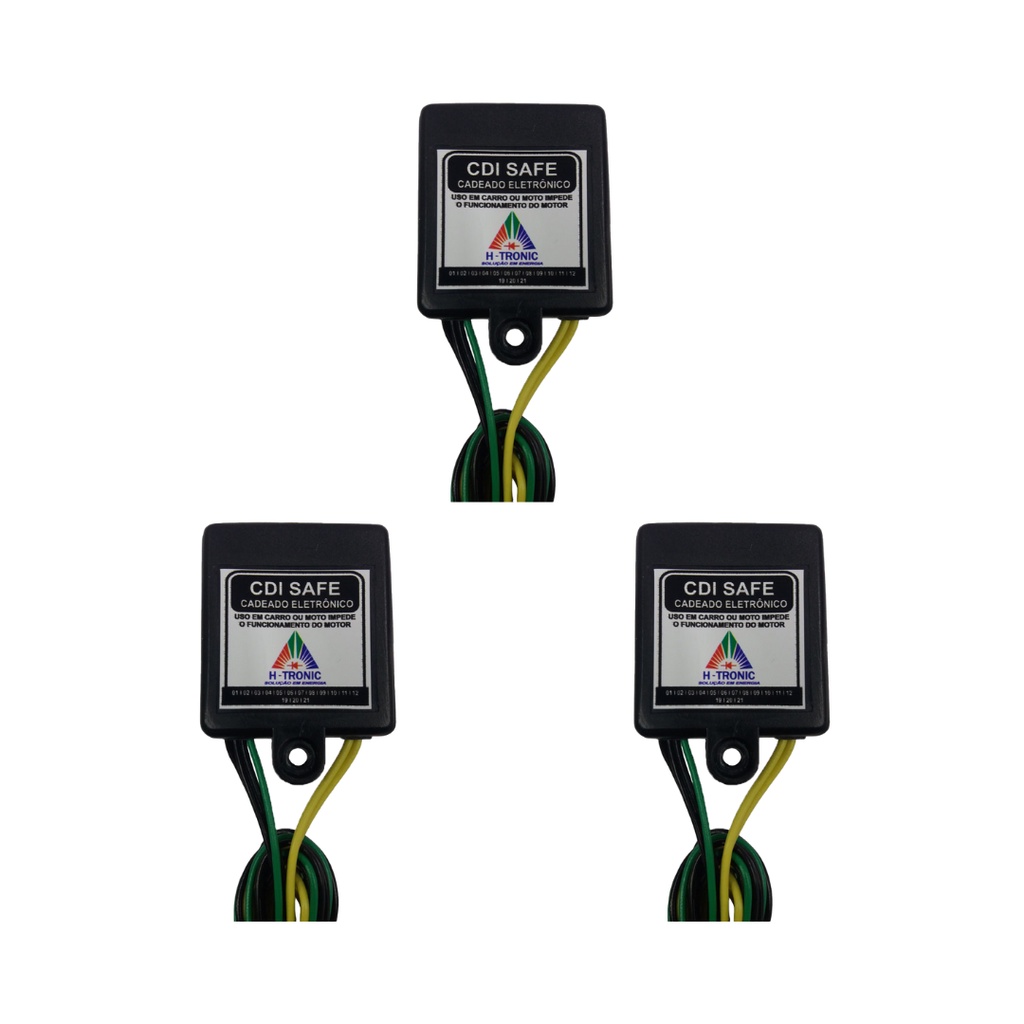 Kit 3 Bloqueador Veicular Automotivo Antifurto Corta Corrente Carro Moto 12V