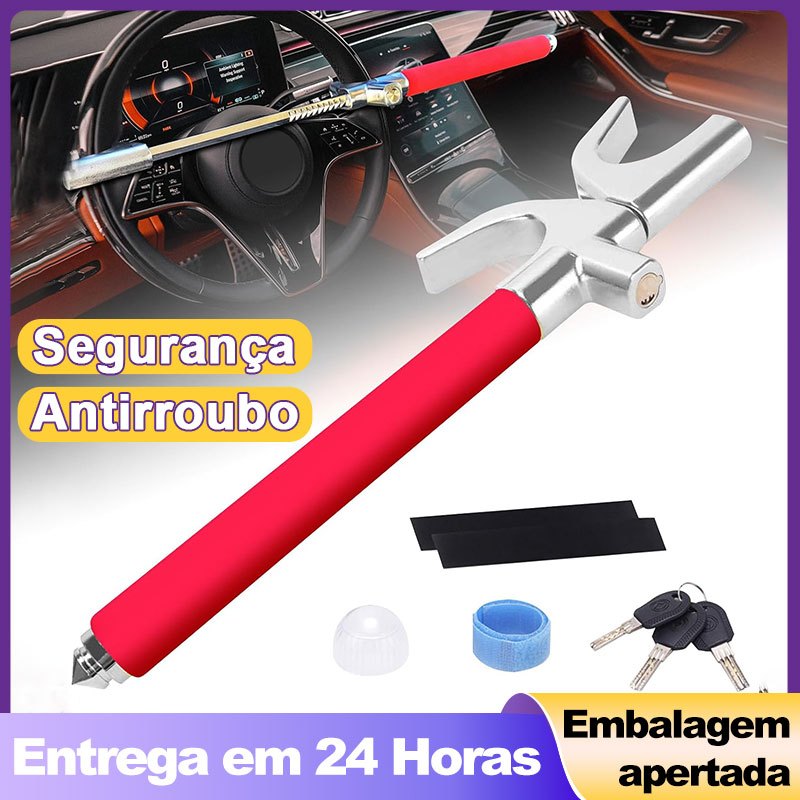 Trava Tranca Bloqueador Volante Pedal Freio Embreagem Universal Antifurto Segurança Aço Reforçado para Carro Veículo
