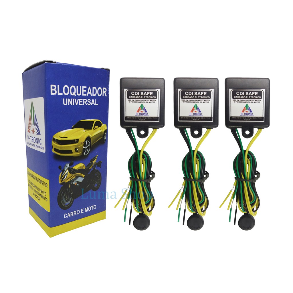 Kit 3 Bloqueador Veicular Automotivo Antifurto Corta Corrente Carro Moto 12v