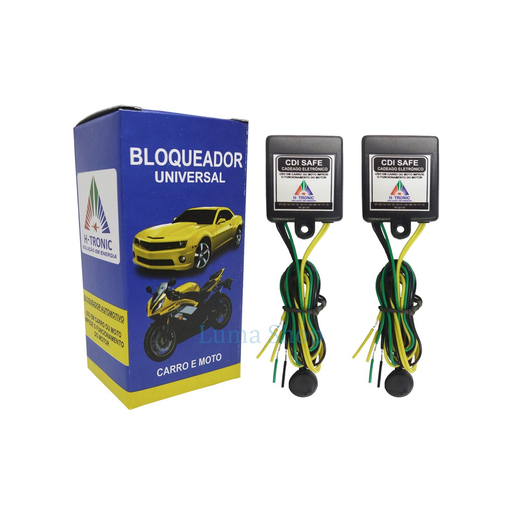 Kit 2 Bloqueador Veicular Automotivo Antifurto Corta Corrente Carro Moto 12v