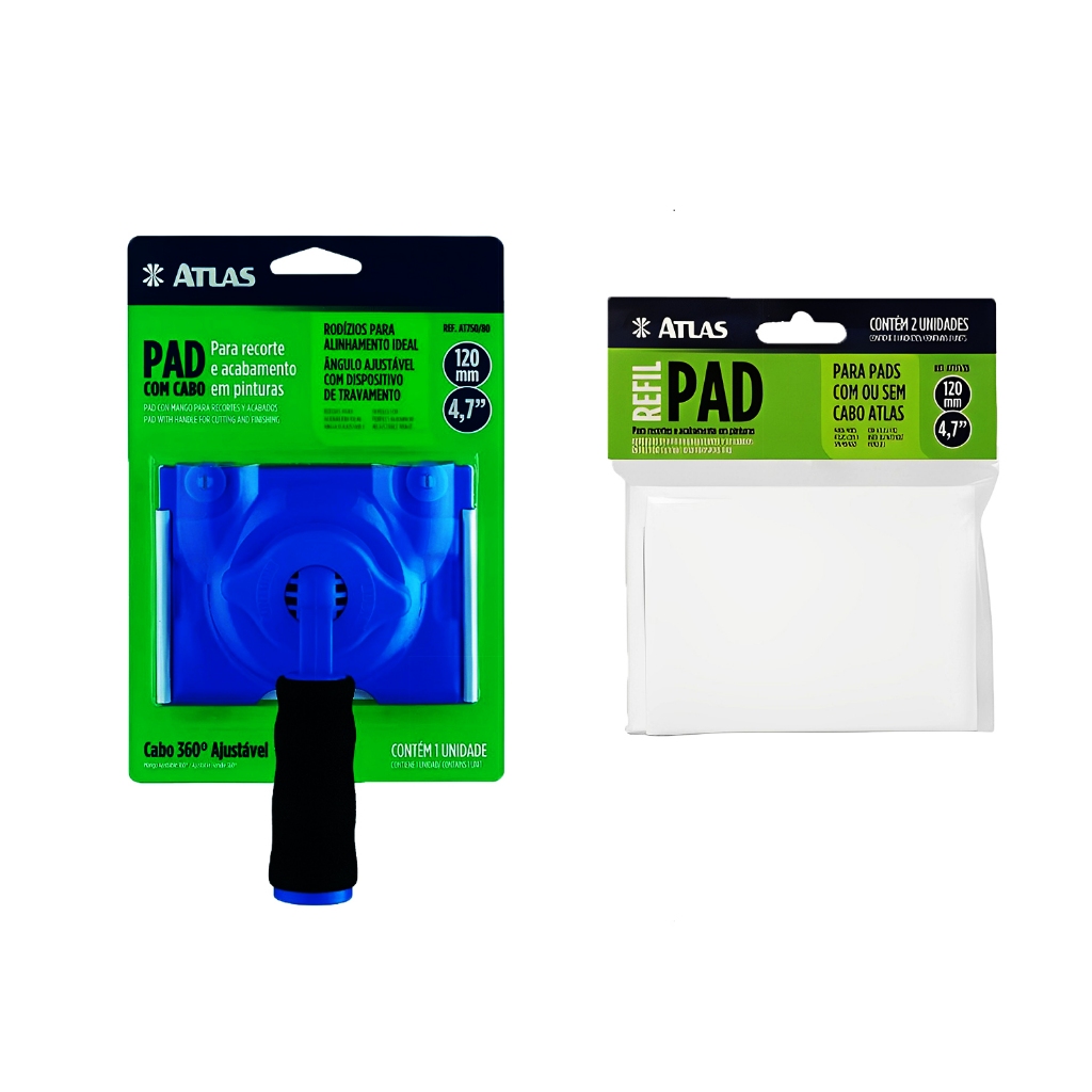 Pad + Refil Pad Com 2 Unidades Recorte P/ Pintura Acabamento Cantos 360° Atlas AT750/80