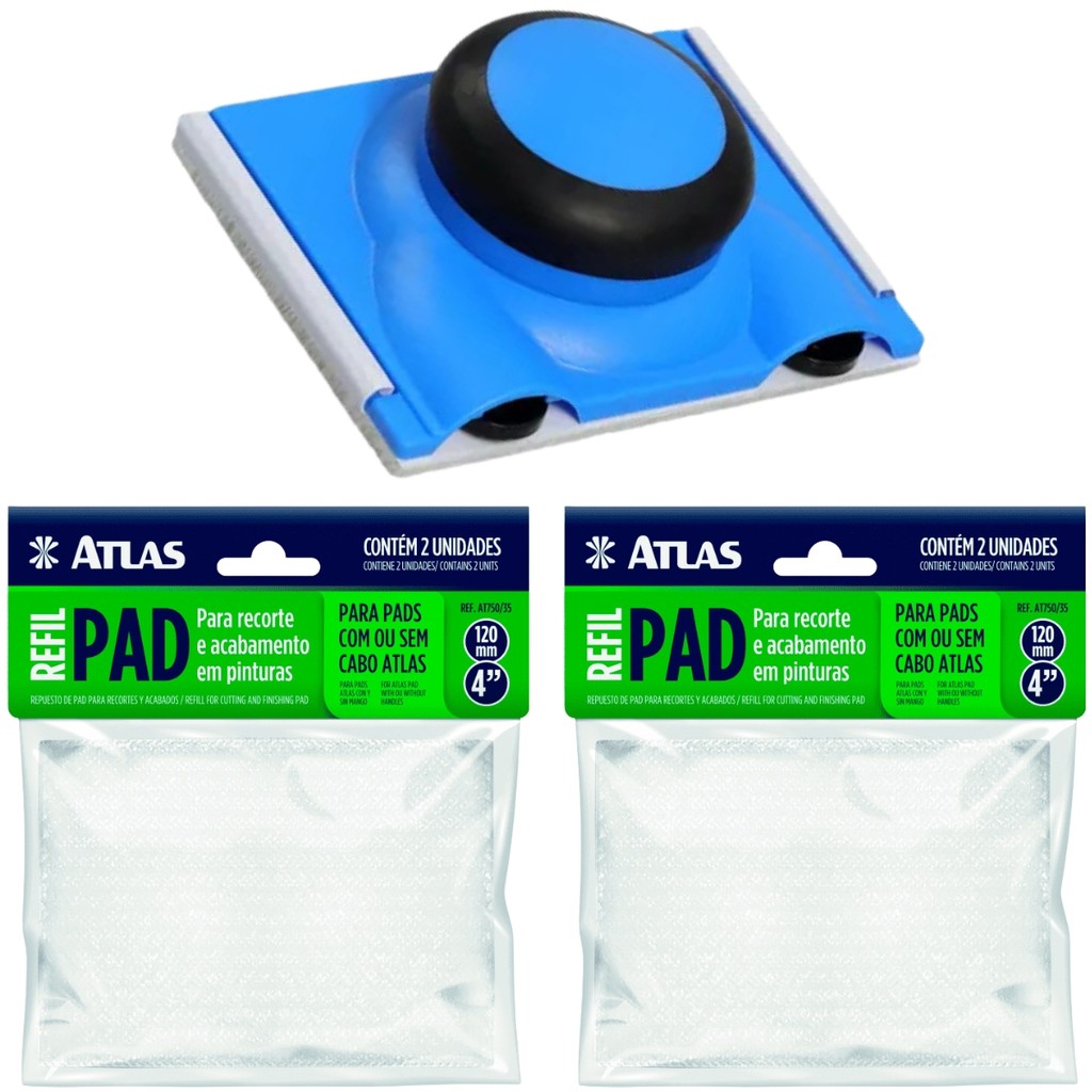 Pad Flocado Ângulo Fixo Para Recortes e Cantos Pegada Rotativa + 2 Refis  de Pad Para Pintura Acabamento