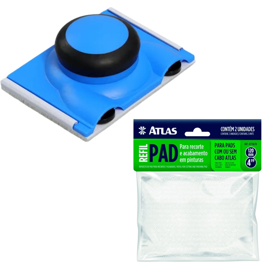 Kit Pad Flocado Ângulo Fixo para Recortes e Cantos Pegada Rotativa e Refil de Pad para Pintura e Acabamento Casa