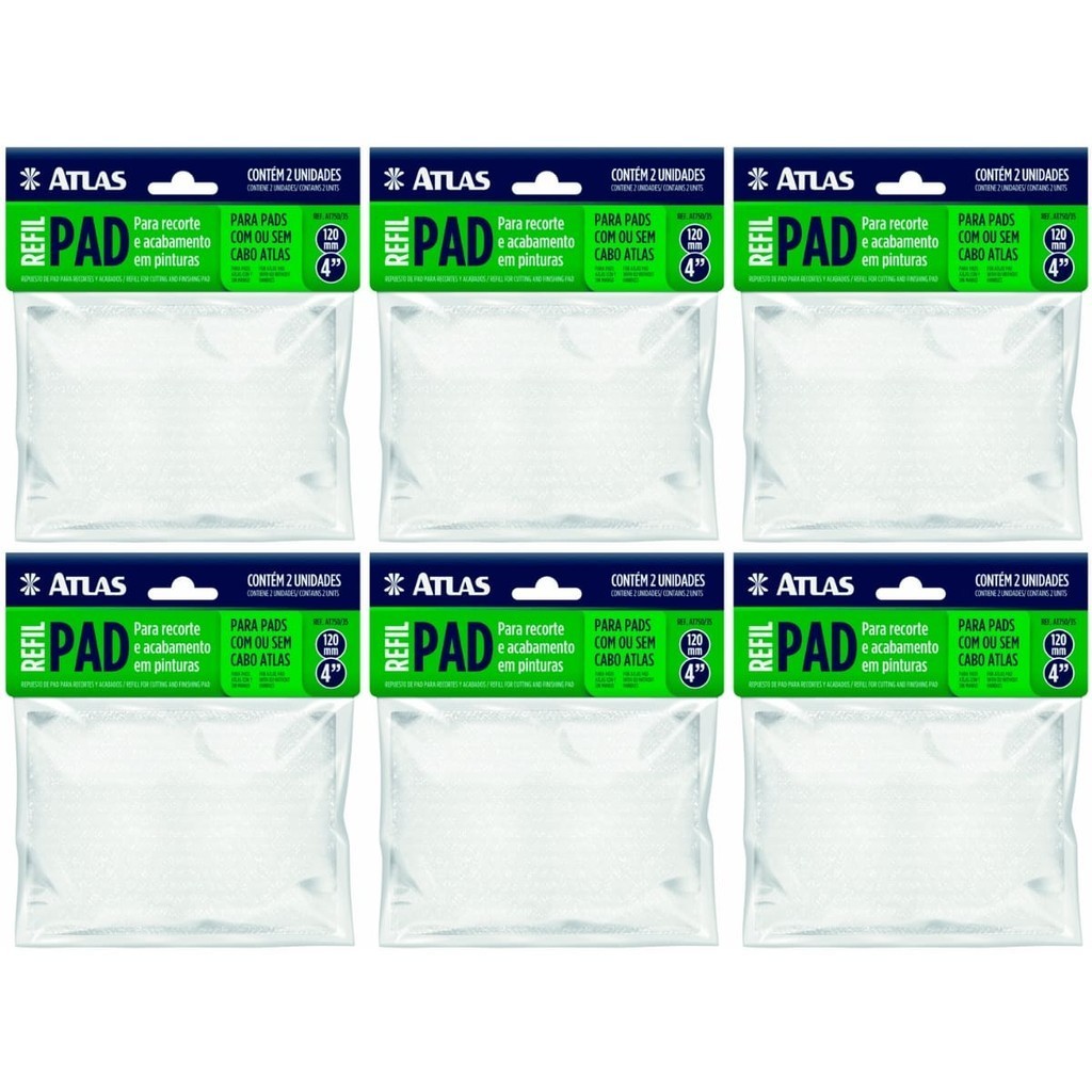 Refil de Pad Para Pintura Cantos Acabamento Recorte de Parede | Atlas | Kit 06 Un