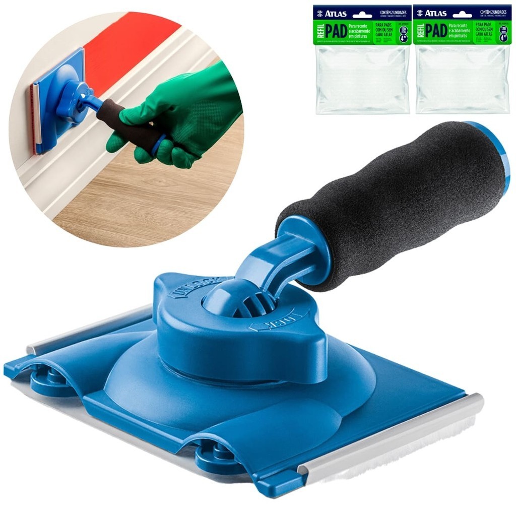 Kit Pad para Pintura Acabamento Recorte de Cantos em Parede com 2 Refis extras para Reposição Prático Atlas