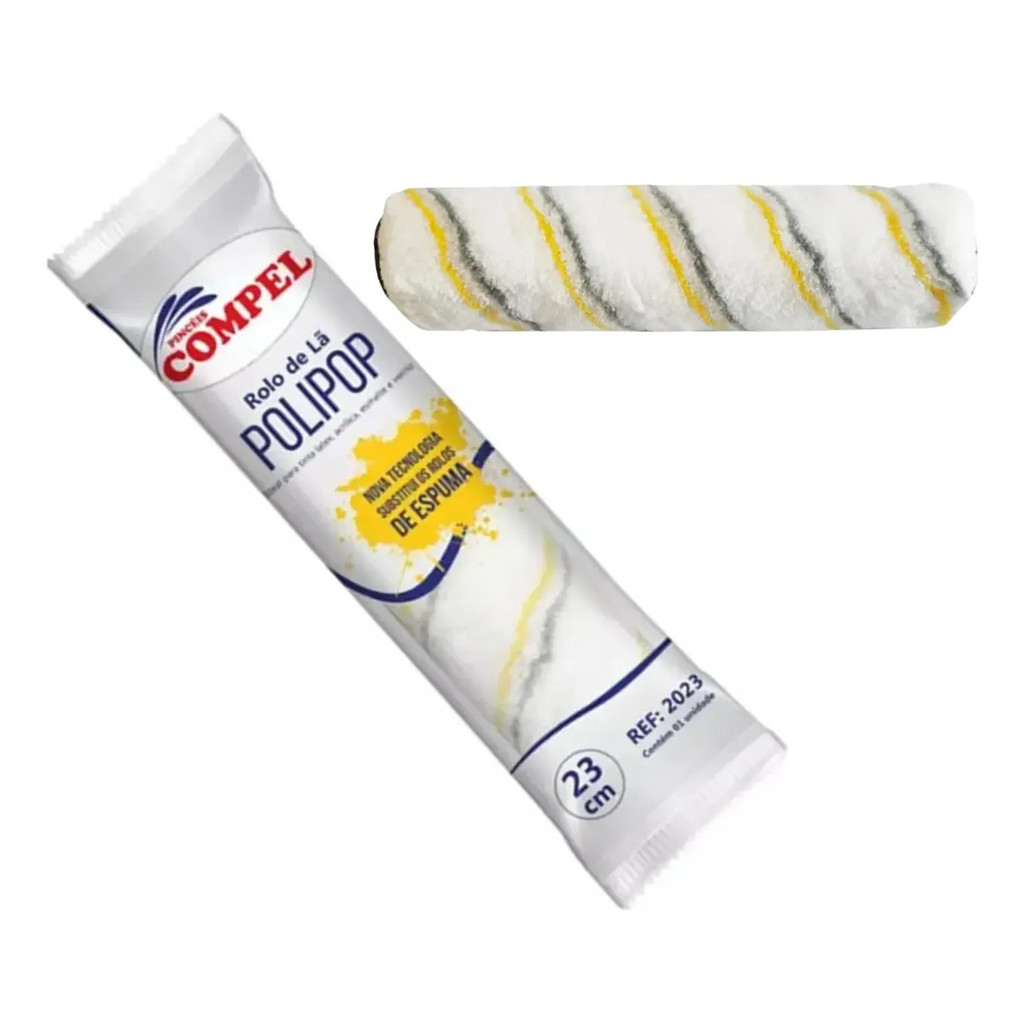 Rolo Espuma Polipop Compel 23cm Refil Sem Cabo para Pintura Acabamento Verniz Esmalte Látex 🖌️