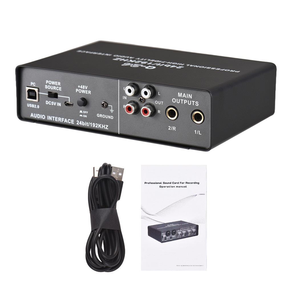 Interface De Áudio USB Para Gravação De Placa De Som Profissional Com 48V Phantom Power Loop Back Plug and Play Externo