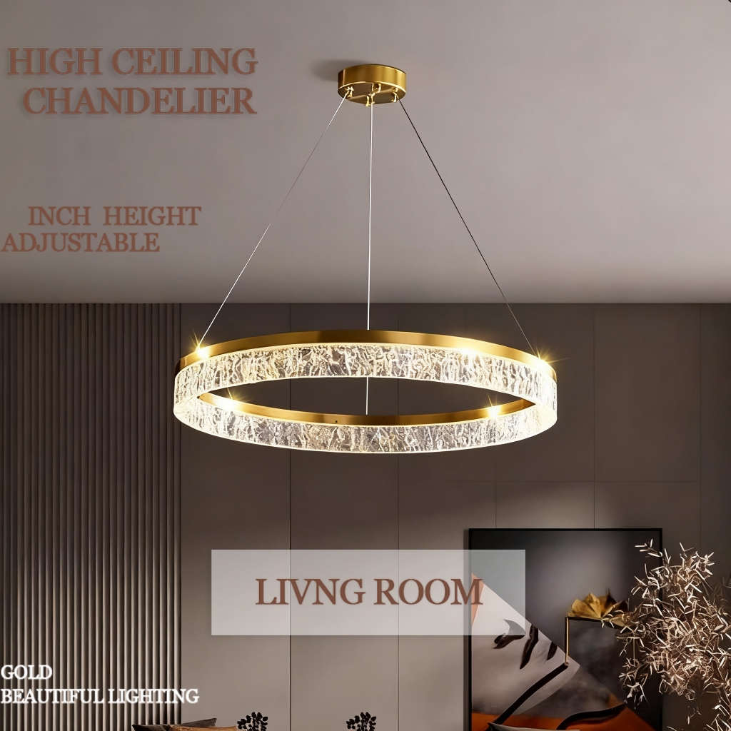 Modern Led crystal chandelier pendant, 50cm in luxurious colors, 3-color double-volt