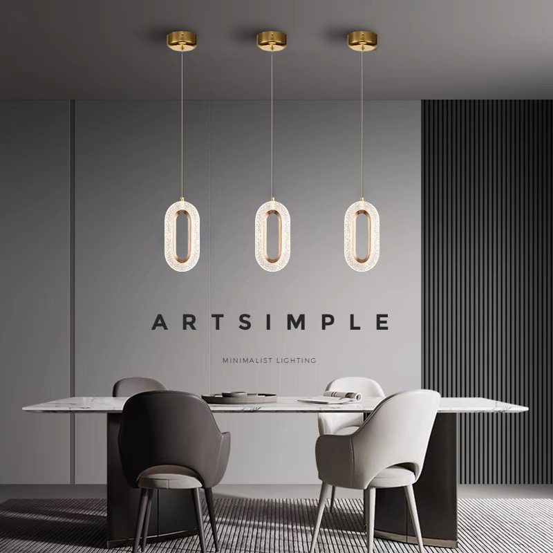 Oval Crystal Pendant Modern Ellipse Gold 7w Bivolt 3 Colors 110V-220V