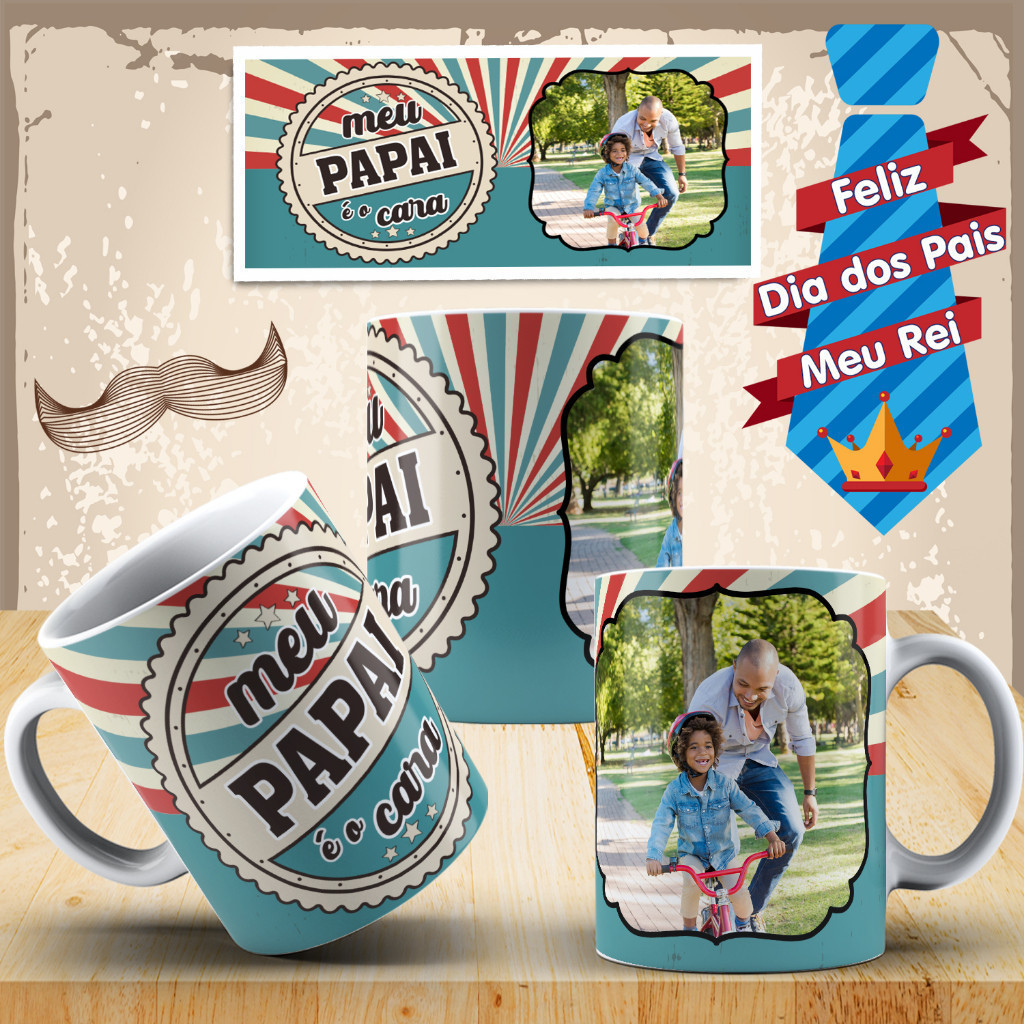 Caneca Dia Dos Pais - Meu Pai é o Cara! Opção P/Foto + Caixinha