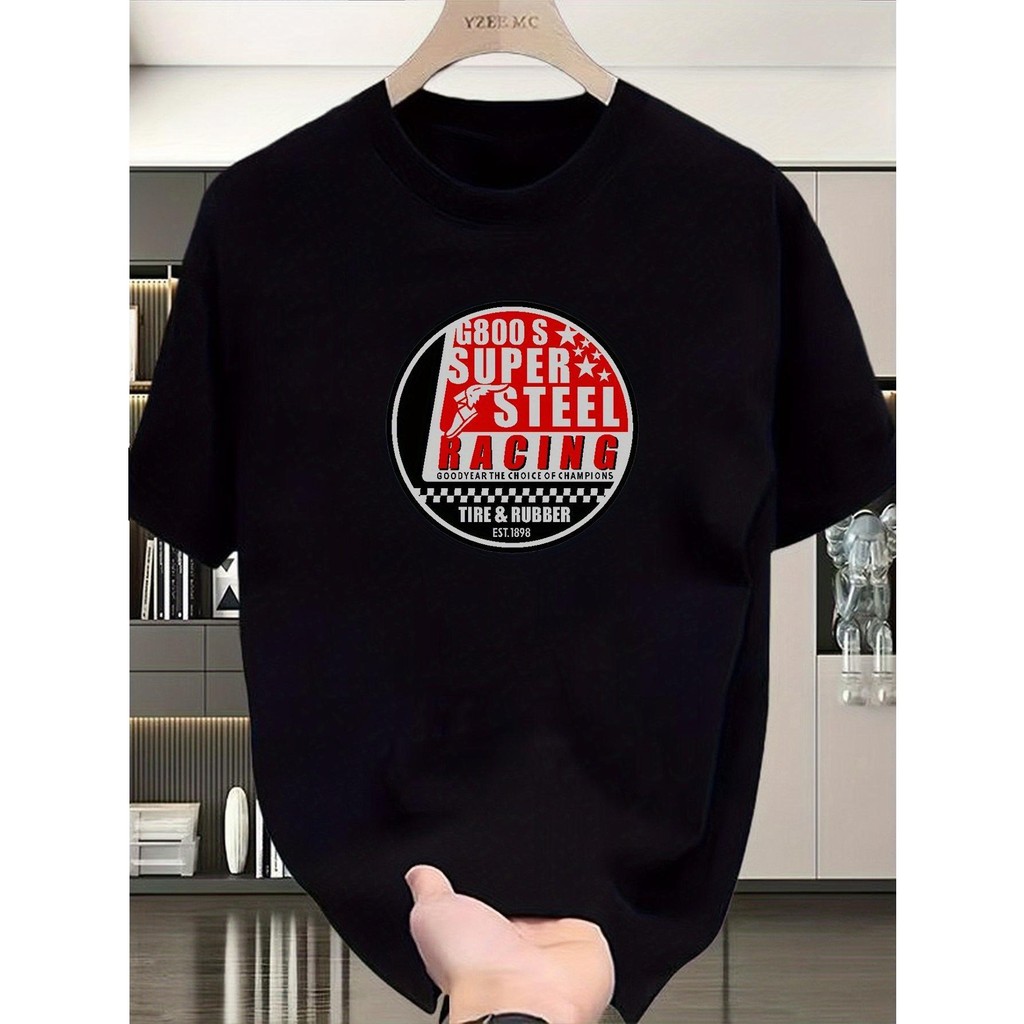 Camiseta masculina Pelumba Super Steel com Design ajustável, impressão geométrica grossa