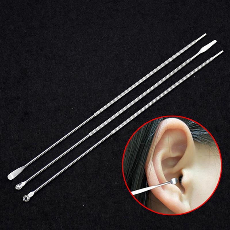 3 Pçs/Set Tipo Espiral De Aço Inoxidável Earpi Removedor De Cera Curette Anti-Deslizamento Orelha Pi Colher Ferramentas