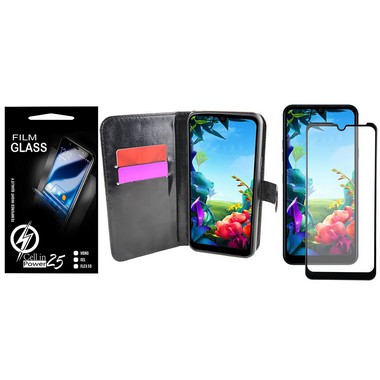 Capa Capinha Case Flip Carteira + Pelicula de vidro FULL 3D Lg K40s LMX430BMW (Tela 6.1)