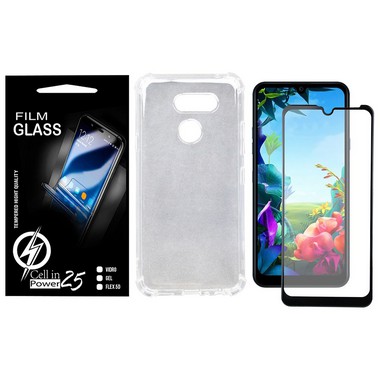 Capa Capinha Case Anti impacto transparente Reforçada + Pelicula de vidro FULL 3D Lg K40s LMX430BMW (Tela 6.1)