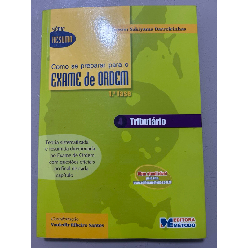 Livro Como se Preparar para o Exame de Ordem Tributário 1ª Fase Robinson Sakiyama