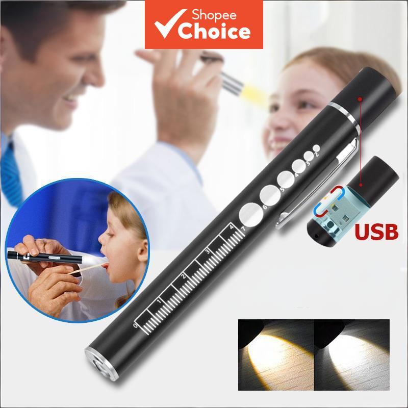 Lanterna Recarregável Do Exame Médico De USB , Luz Amarela Branca Brilhante E Amigável Para Os Olhos A Inspeção Da Garga