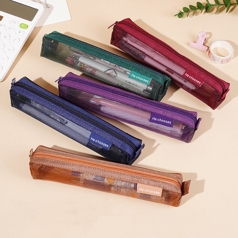 Estojo de lápis em mini tela com cores retrô, bolsa portátil multifuncional para armazenamento de canetas de exame de es
