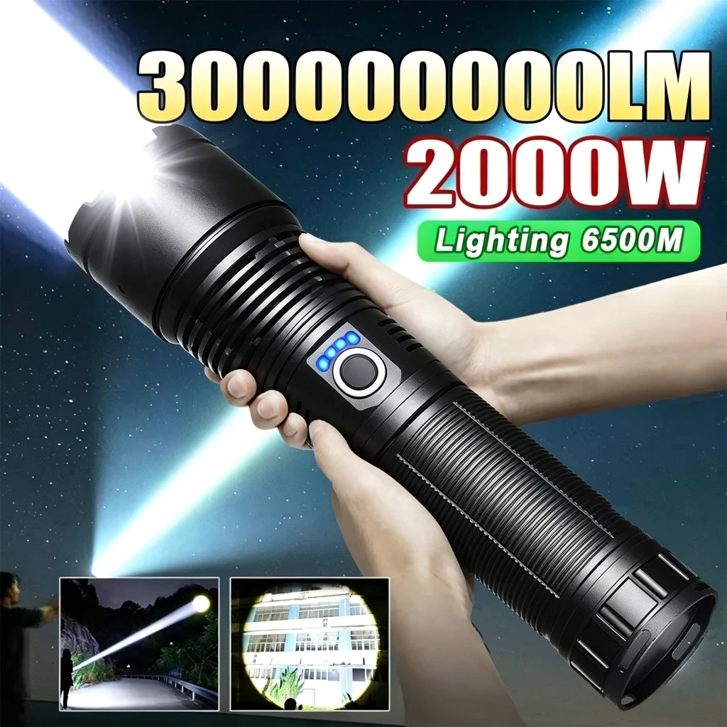 Most Powerful Flashlight Strong Tactical Light Torch Big Light Rechargeable Long Range Torch S7