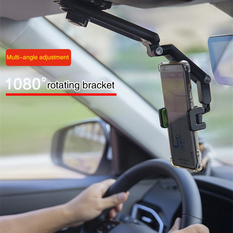 [Rotação 360°] 1080° Rotatable Car Sun Visor Phone Holder / Carro Suporte Multifuncional / GPS Navegação / Smartphone 4-