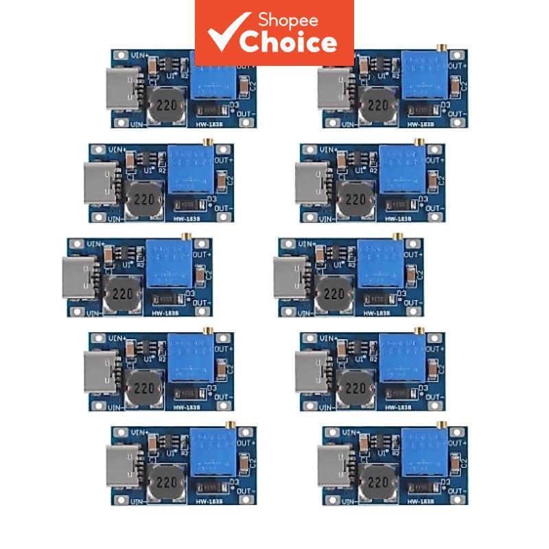 Dez Pces MT3608 Módulo De Potência De Impulso Micro USB Tipo-C 2V-24V Para 5V-28V 2A Regulador De Tensão