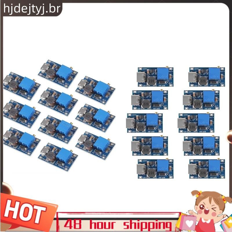 10pcs MT3608 Módulo Step Up Ajustável Regulador De Tensão 2V-24V A 5V-28V 2A-DC -