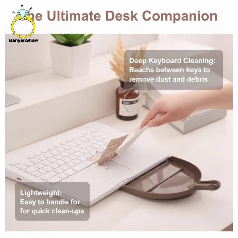 [BANY] Mini Pá De Lixo De Mesa Portátil E Conjunto De Escova Limpador De Plástico Durável Para Teclado , De Escritório E