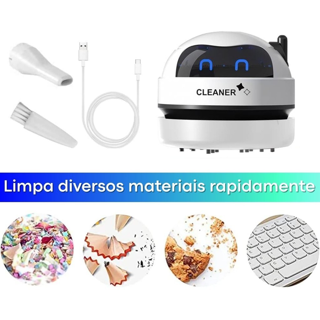 Robô Mini Aspirador Portatil De Mesa 37V 2W Limpador Pó Teclado Migalhas De 100ML