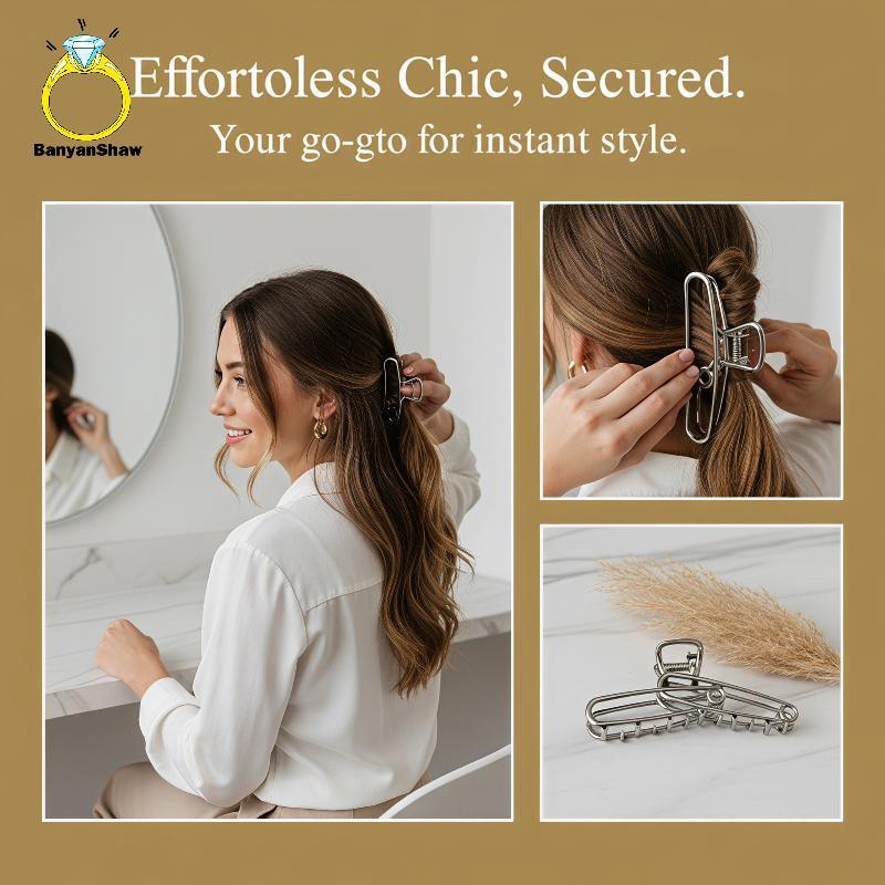 [BANY] Mulheres Liga De Zinco Garra De Cabelo Elegante Oco Vintage Presilhas Acessórios Para Meninas Uso Diário Bom