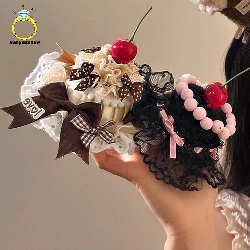 [BANY] Lolita Renda Bolo Grampo De Cabelo Bonito Crianças Grampos Acessórios Kawaii Mulheres Meninas Ornamento Bom