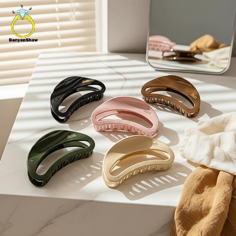 [BANY] Grampos De Cabelo Grandes De Caranguejo , Minimalista , Coreano , Retrô , Acetato , Tubarão , Garra , Antiderrapa
