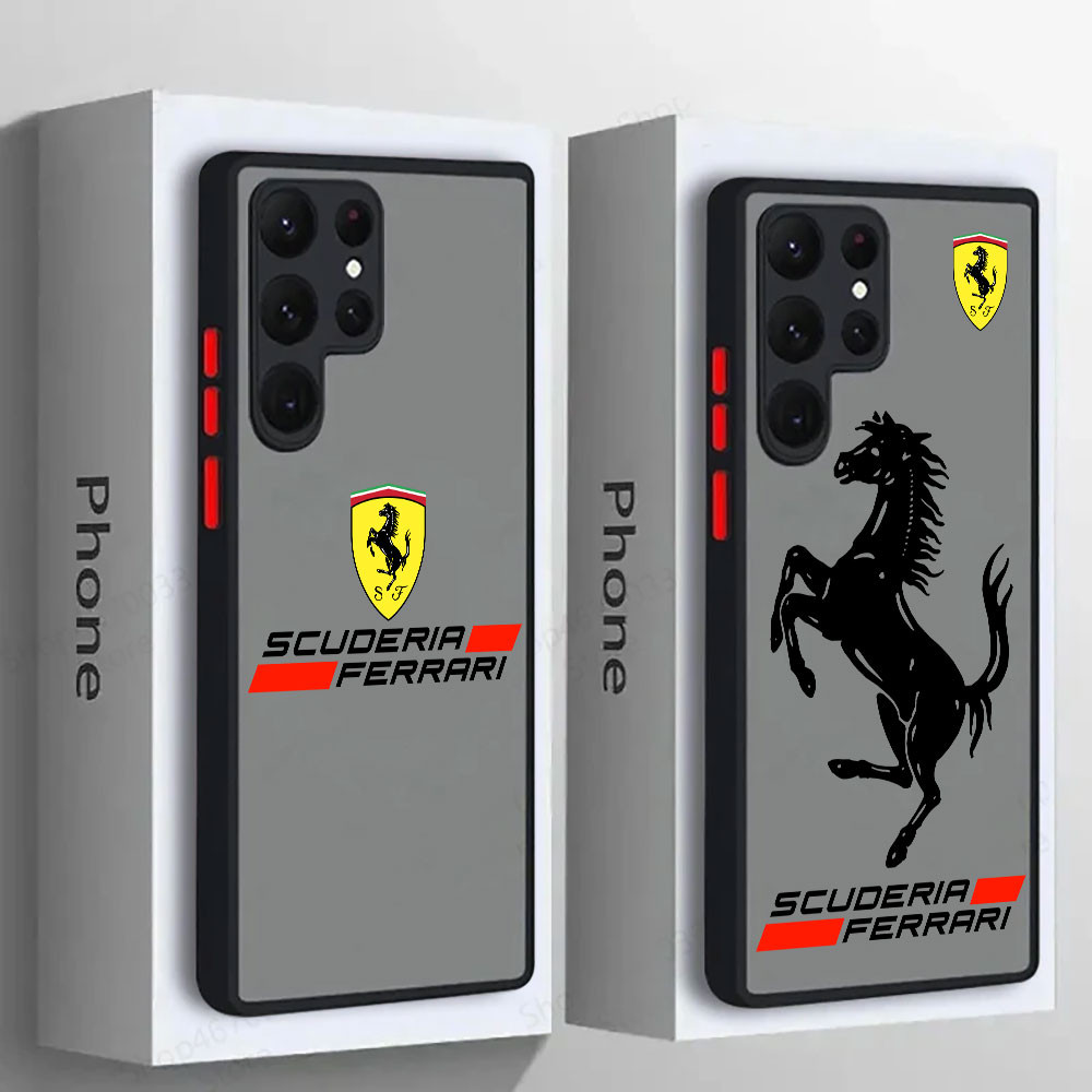 Capa De Telefone De Silicone Ferrari Logo Cool Horse Para Samsung S25 Ultra S24 S23 S21 S20 FE S22 Plus S24FE 5G Transpa