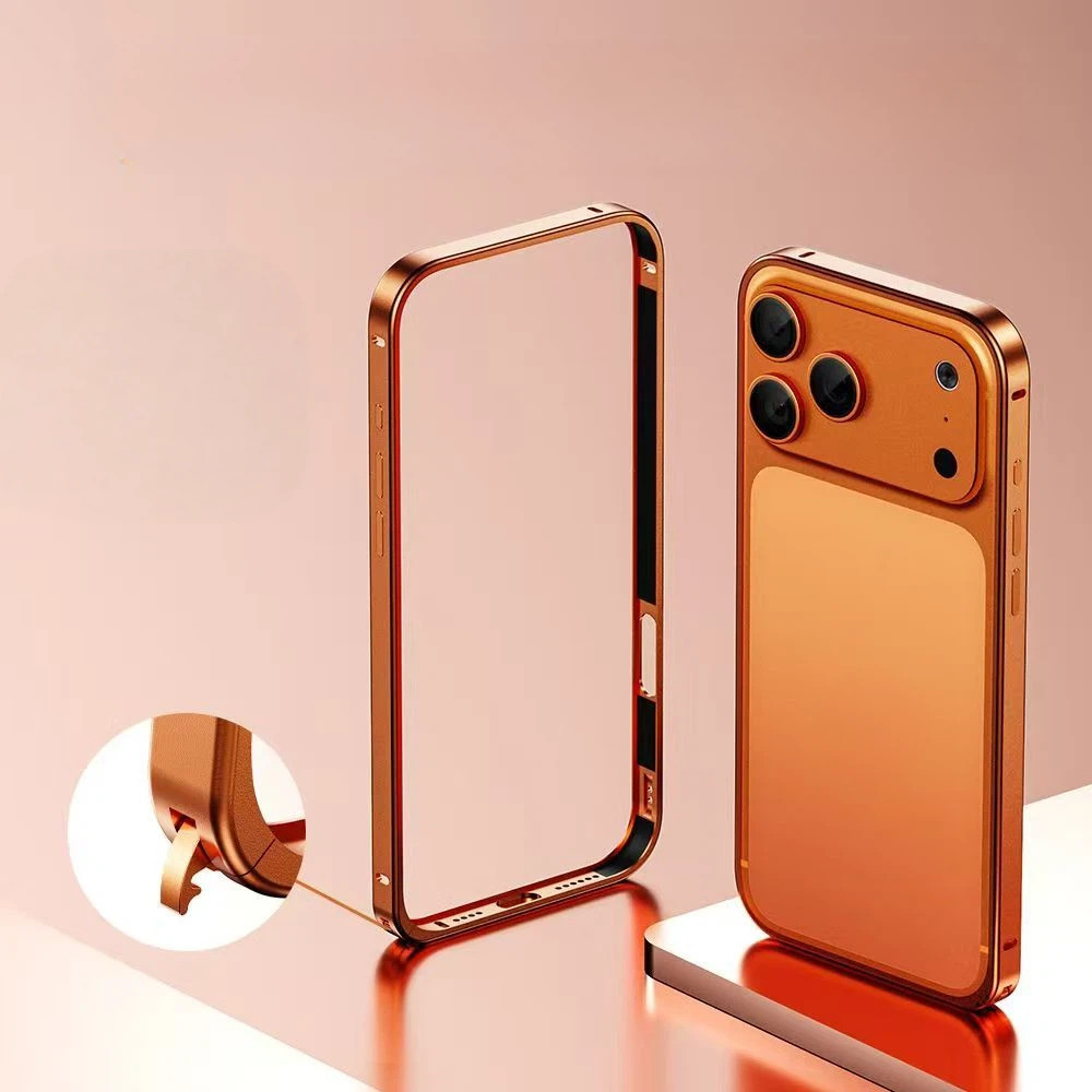 Adequado Para IPhone 17 18 Promax Caso De Telefone Ultra-Fino Borda De Metal 16 Cavalo Marinho Fivela Anti Queda Capa Pr