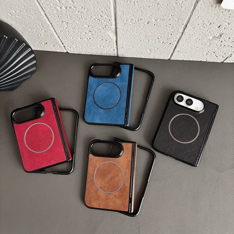 Luxo Crazy Horse Textura Couro PC Dobradiça De Reinicialização Automática Caso De Telefone Magnético Para iPhone Duo Cap