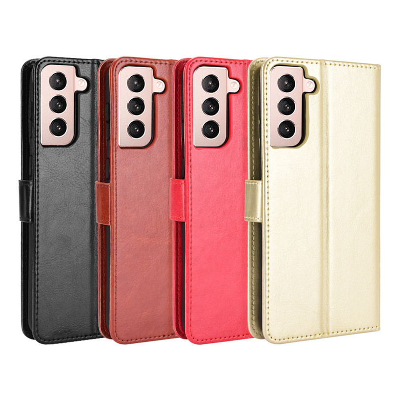 Adequado para Samsung S25 Plus caso de telefone Galaxy S26 Ultra caso de couro Flip Crazy Horse padrão 22 cartão 23