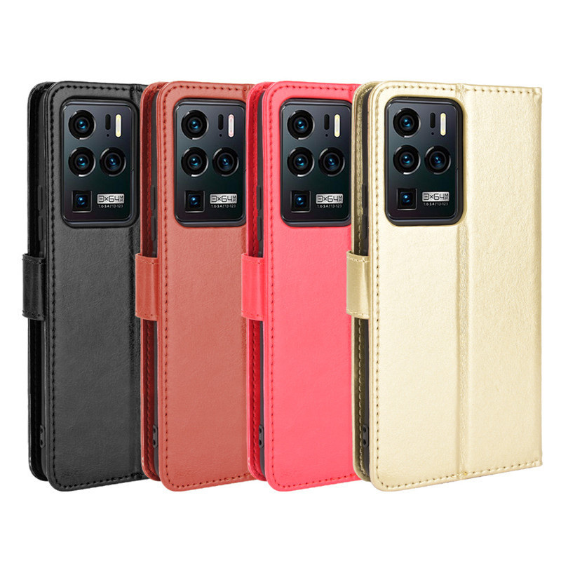 Adequado para ZTE Axon 30 Ultra 5G caso de telefone Flip caso de couro A2022P cartão Crazy Horse padrão cordão caso