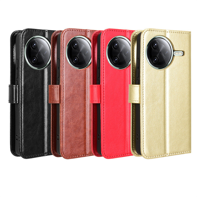 Adequado para redmi k80 caso de telefone redmi k80 Ultra caso de couro do telefone Flip Crazy Horse padrão cartão cordão