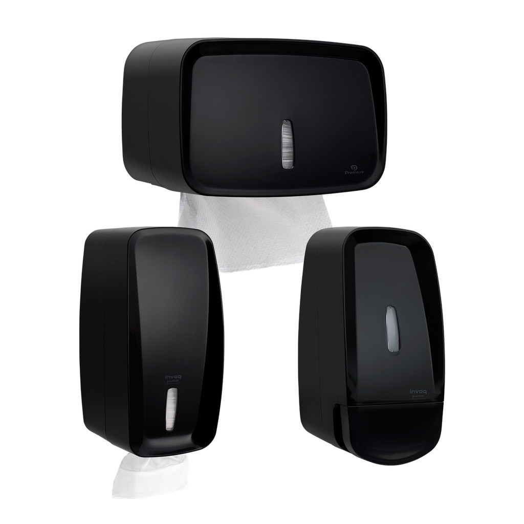 Kit Saboneteira 800ml + Dispenser Toalheiro + Dispenser Higiênico Cai-Cai - Invoq Preto - Premisse