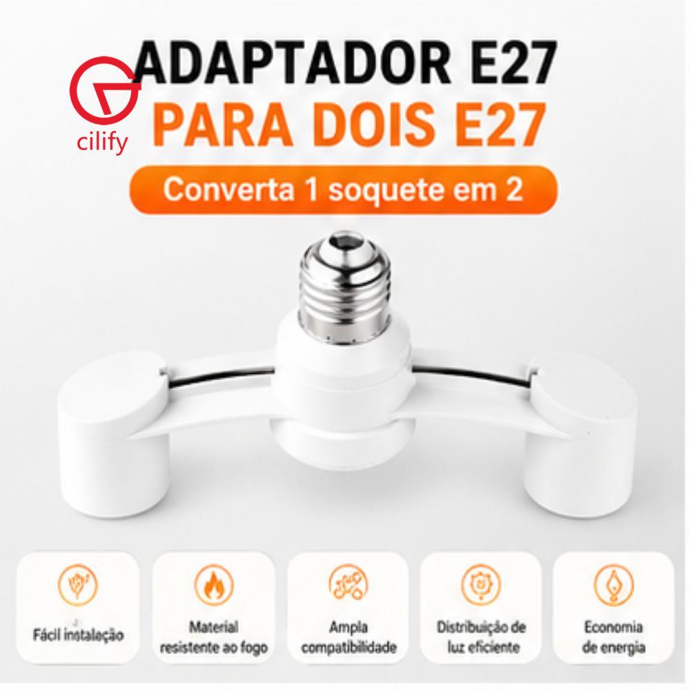 E27 Lâmpada De Soquete Adaptador E27 Splitter 2 Cabeças Base De Material À Prova De Fogo Conversor De Luz