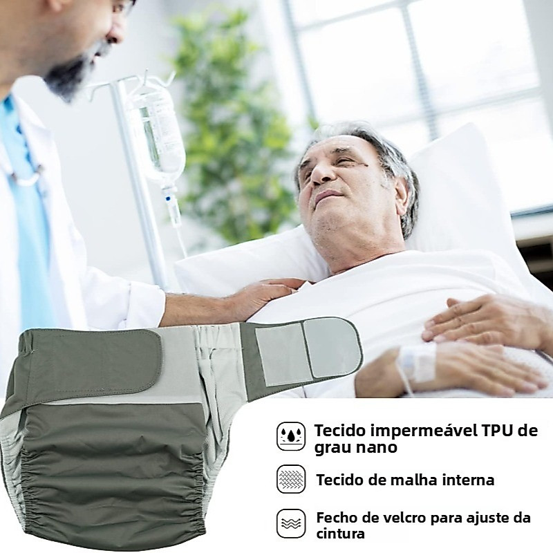 Fralda ajustável da circunferência da cintura adulto, lavável e reutilizável, apropriada para pacientes com mobilidade
